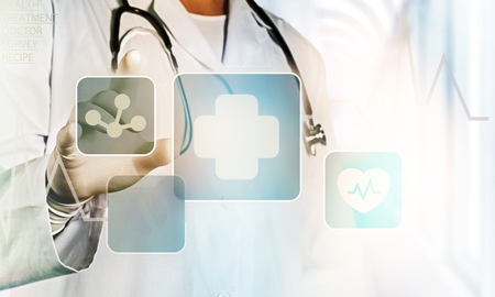 Medicine doctor with modern computerの写真素材
