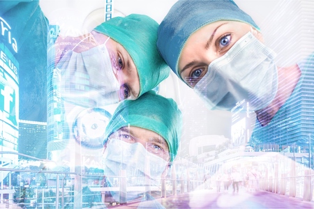 Three surgeons and sityの写真素材