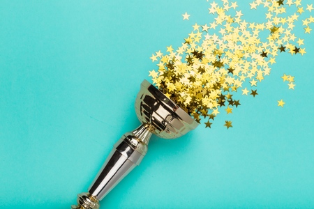 image of little  gold cup , concept for winning or successの写真素材