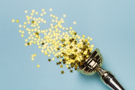 image of little  gold cup , concept for winning or successの写真素材