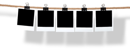 Blank picture Hanging from a Ropeの写真素材