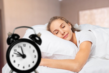 Woman sleep in bedの写真素材