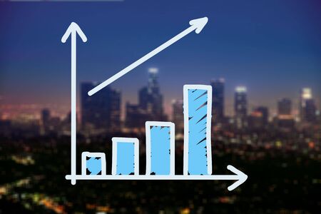 Infographics vector element on city background.の写真素材