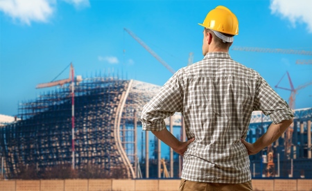 Rear View Of Building Inspector At Workの写真素材