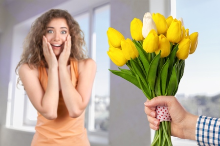 Vintage pink and white tulipsの写真素材