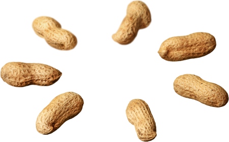Peanuts with shells isolated on white background