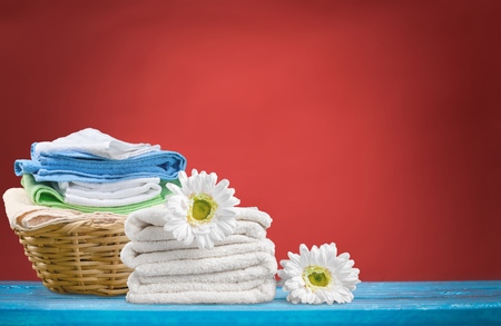 Laundry Basket with towelsの写真素材