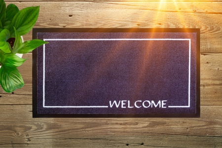 Blank doormat before the door