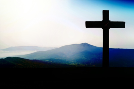 Conceptual black cross religionの写真素材