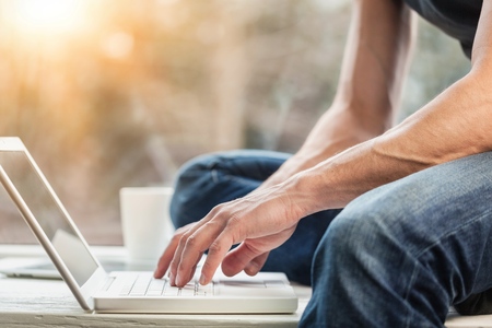 Multichannel online banking payment communication network digital technology via internet wireless application development ctr mobile smartphone apps: Business woman/ man holding smart phone icon flowの写真素材