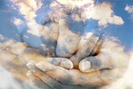 Newborn baby foot in mothers hands, black and whiteの写真素材