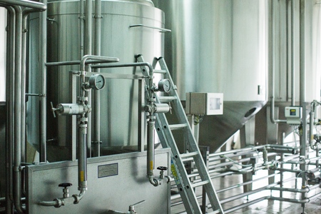 Brewing production - brewhouse, vacuum-evaporator, the interior of the brewery, nobodyの写真素材