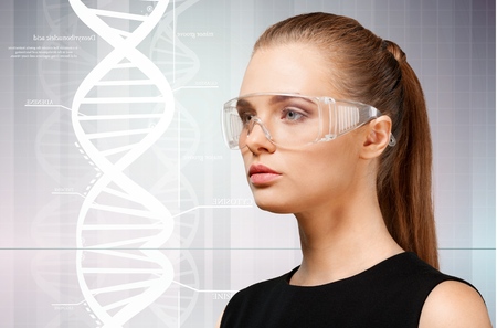 picture of beautiful woman with futuristic glassesの写真素材