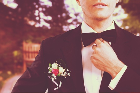 Groomsman Waiting to Walkの写真素材