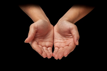 Woman hands Cuppedの写真素材