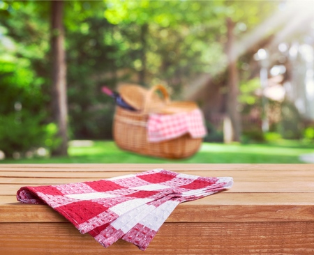 blurred background of landscape and empty table and summer  timeの写真素材