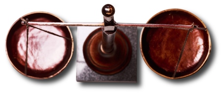 Vintage scales on table, close-up viewの写真素材