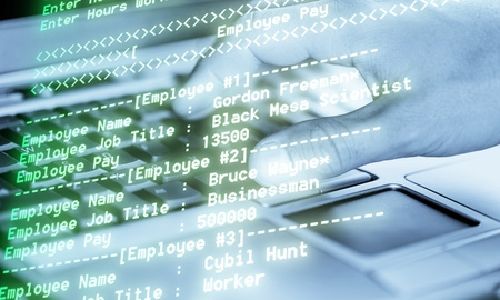 Hacker using laptop