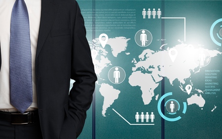 man in suit on a concrete wall backgroundの写真素材