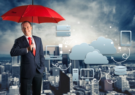 Businessman - Holding an unbrella