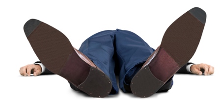 Portrait of a Businessman Lying Flat on his Back