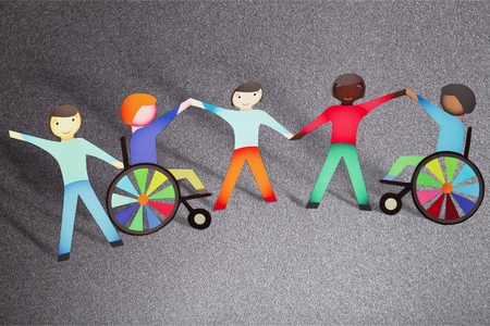 Family concept with wheelchair