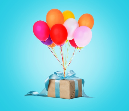 Gift box with balloonの写真素材