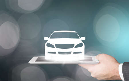 businessman holding digital tabletの写真素材