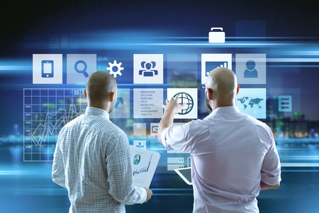 Two businessman working in office