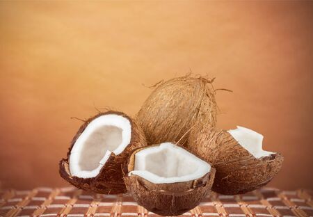 Broken coconut on tablet