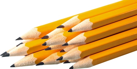 Stack of Sharpened Yellow Pencils - Isolatedの写真素材