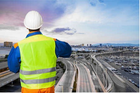 two workers wearing protective helmet works at electrical power station