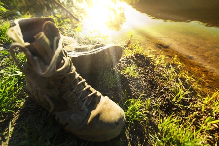 Black old Army Boots.の写真素材