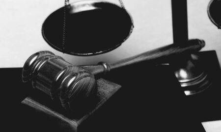 gavel and books