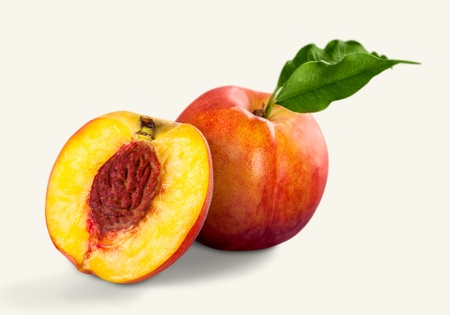 Peaches on a white backgroundの写真素材