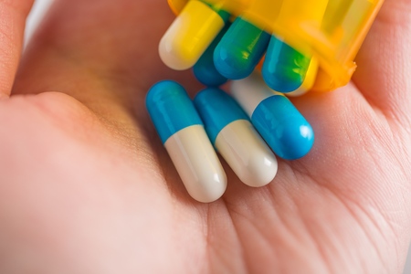 Extreme close-up view of various pills