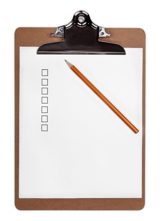 Blank Clipboard with Check Boxes and Pencilの写真素材