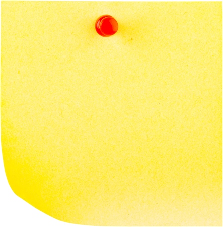 Yellow Sticky Note with Pin - Isolatedの写真素材