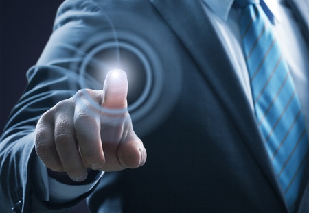 Businessman touching screen scan fingerprint