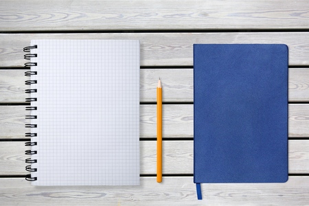 Writers table flat lay compositionの写真素材