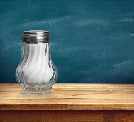 Salt shaker on desk