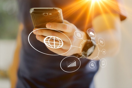 Man hand using smart phone