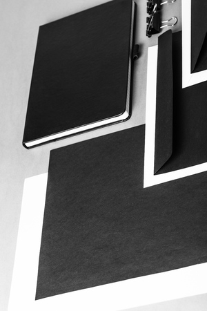 Set of variety blank office objects,black and white colorsの写真素材
