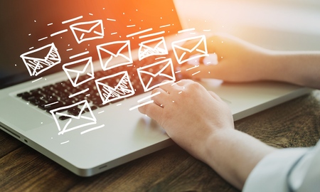 Business woman hand using Laptop pcの写真素材