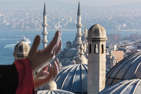 Muslim hands prayingの写真素材