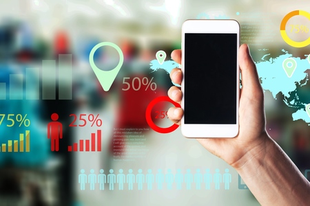 Augmented reality marketing on illustration backgroundの写真素材