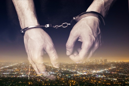 Hands of prisonerの写真素材