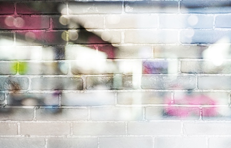 Abstract urban background with blurred buildings and street, shallow depth of focus.の写真素材