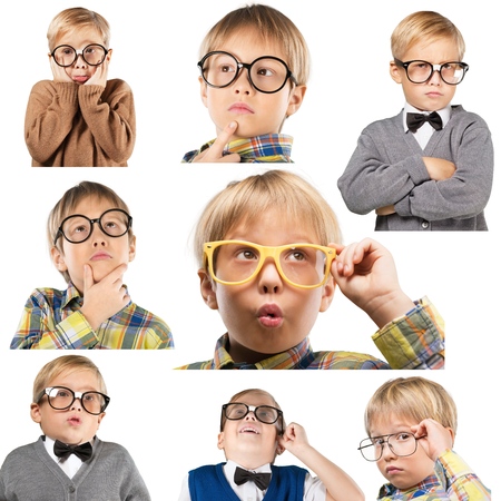 Child with many question marksの写真素材