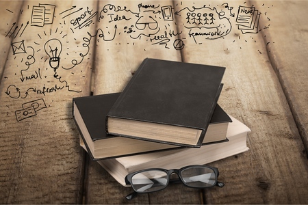 books and glassesの写真素材